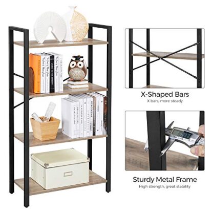 Greige and Black Bookshelf, 4-Tier Shelving Unit, Bookcase, Book Shelf, 11.8 x 25.9 x 47.2 Inches, for Home Office, Living Room - Image 3