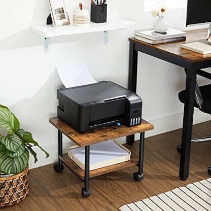 2-Tier Rustic Brown + Black Industrial Under Desk Printer Stand - Image 8