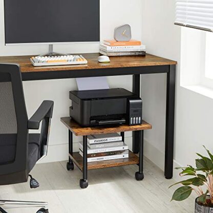 2-Tier Rustic Brown + Black Industrial Under Desk Printer Stand - Image 9