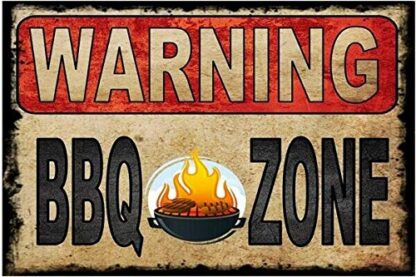 8x12 inch Vintage Metal Tin Signs Warning BBQ Zone Poster Garden