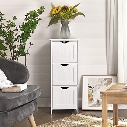 White Bathroom Cabinet Floor Cabinet, Free-Standing Storage Cabinet with 3 Drawers - Image 6