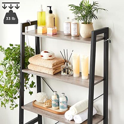 Greige + Black Over The Toilet Storage, 3-Tier Bathroom Storage Shelf - Image 7