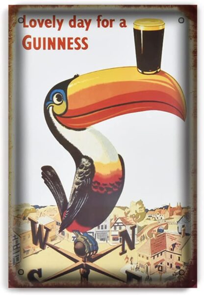 8x12 inch Tin Sign Metal Beer Poster Long Billed Parrot Hold Beer