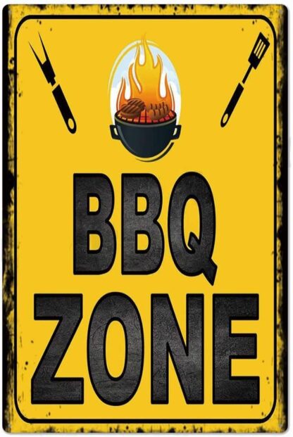 8x12 inch Original Retro Design BBQ Zone Tin Metal Wall Art Signs