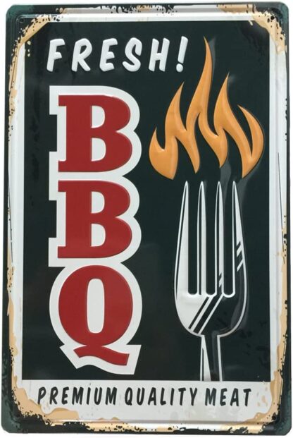 8x12 inch Fresh BBQ Metal Tin Signs Wall Decor Art (A-pack of 1)