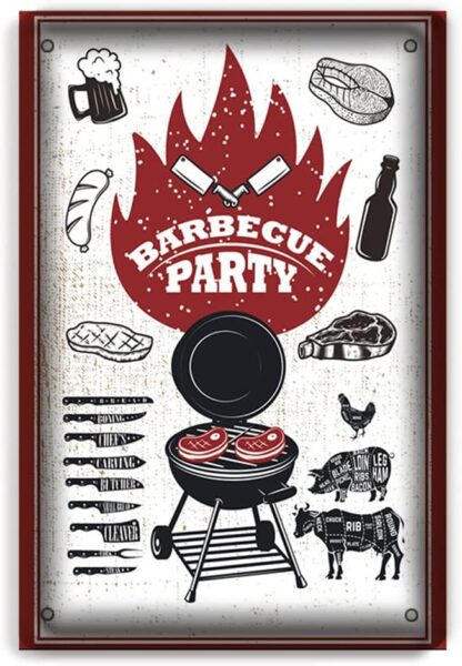 8x12 inch Tin Sign Metal Poster Vintage Wall Decor Barbecue Party