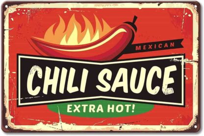 8x12 inch Chili Sauce Chili And Hot Fire Vintage Metal Tin Sign