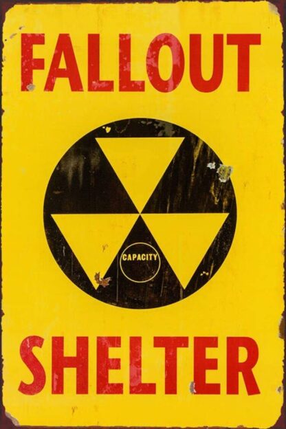 8x12 inch Warning Nuclear Fallout Shelter Home Office Retro Metal Tin Sign