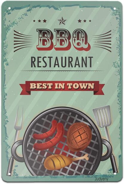 8x12 inch Tin Sign BBQ Restaurant Best in Town Sign