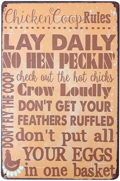 8x12 inch Chicken Coop Rules Metal Tin Sign Retro Vintage