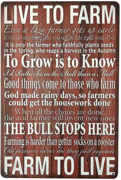 8x12 inch Live To Farm Metal Tin Sign Retro Vintage Wall Plaque