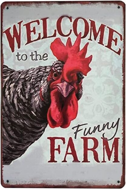 8x12 inch Welcome Farm Chicken Metal Tin Sign