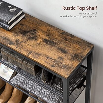 8-Tier Rustic Brown + Black Shoe Rack, Shoe Organizer for Closet, 32-40 Pairs of Shoes - Image 4