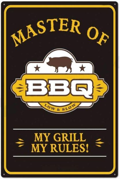 8x12 inch Original Vintage Design Master of BBQ Tin Metal Wall Signs