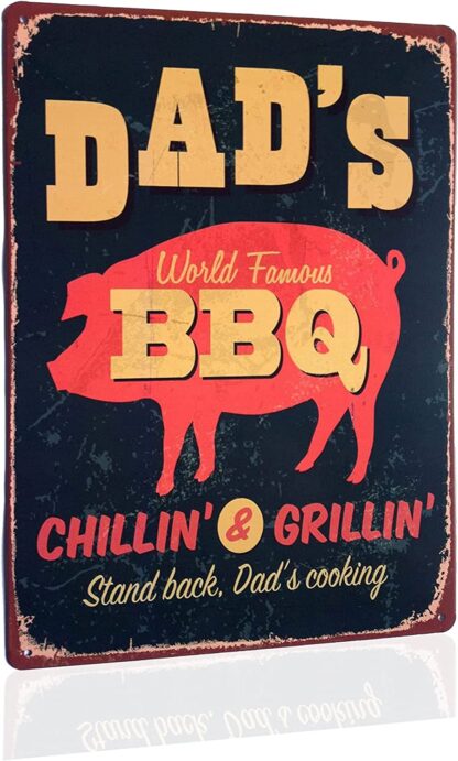 8x12 inch Dad's BBQ Stand Back Dad's Cooking Metal Signs