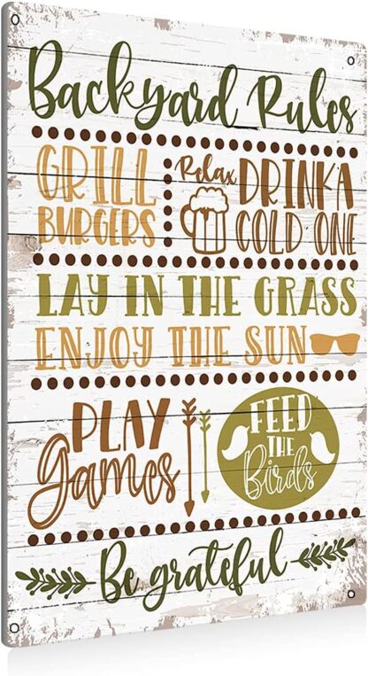 8x12 inch Vintage Backyard Rules Sign Metal Tin Sign