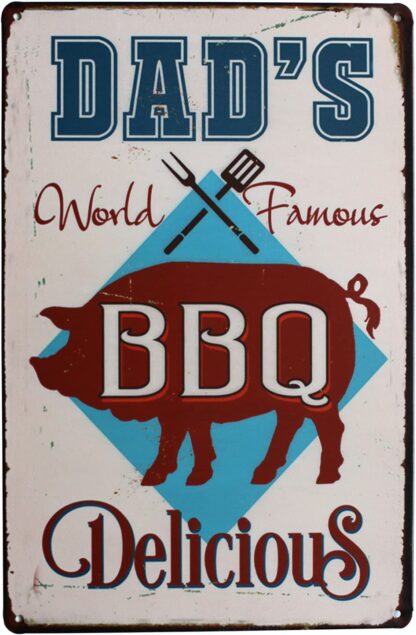 8x12 inch Dad's BBQ Delicious, Metal Tin Sign