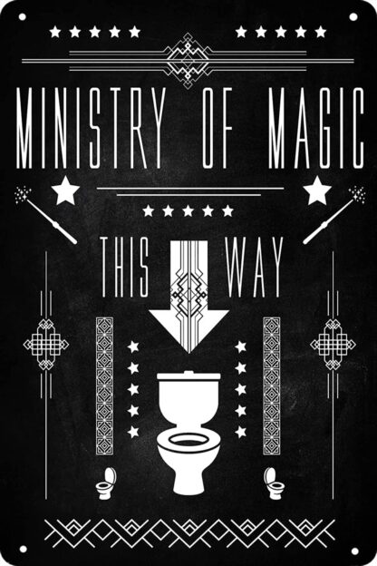 8x12 inch Funny Bathroom Sign Ministry of Magic This Way Metal Tin Sign