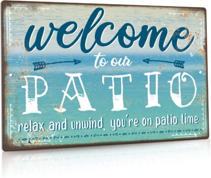 8x12 inch Welcome to Our Patio Sign, Retro Outdoor Wall Decor