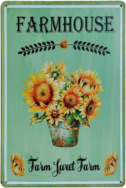 8x12 inch Yellow Sunflower Vintage Metal Tin Sign Farmhouse Kitchen