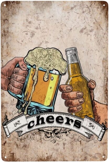 8x12 inch Beer Retro Metal Sign Tin Sign Cheers Tin Painting