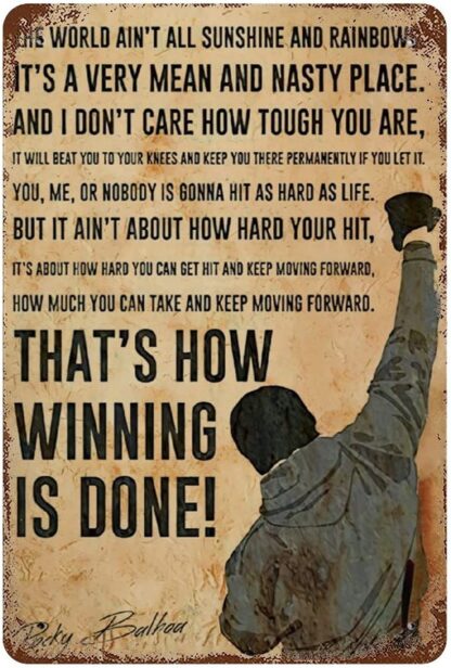 8x12 inch Rocky Balboa Movie Inspiring Quotes Tin Sign