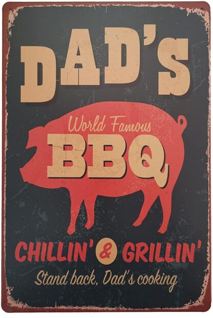 8x12 inch Dad's BBQ Stand Back Dad's Cooking Metal Vintage Tin Sign