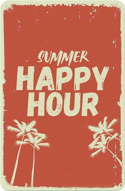 8x12 inch Summer Happy Hour Metal Novelty Surf Board Sign