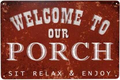 8" x 12" Welcome Tin Painting Red Vintage Tin Mural Metal Sign Bar Wall Door Decor