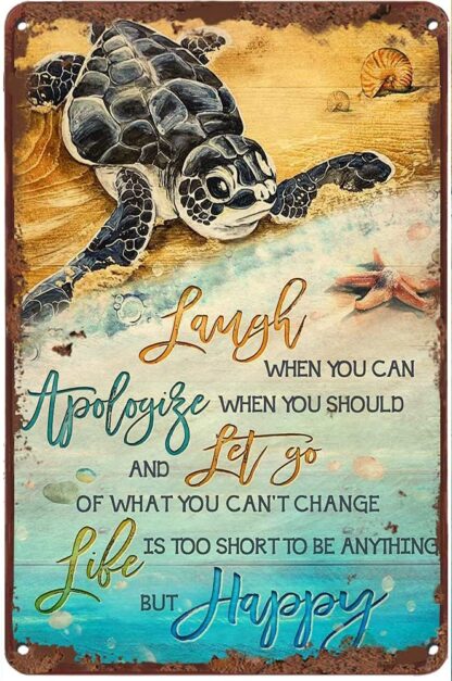 8x12 inch Creative Metal Tin Sign Life is Short Sea Turtle Funny Tin Sign