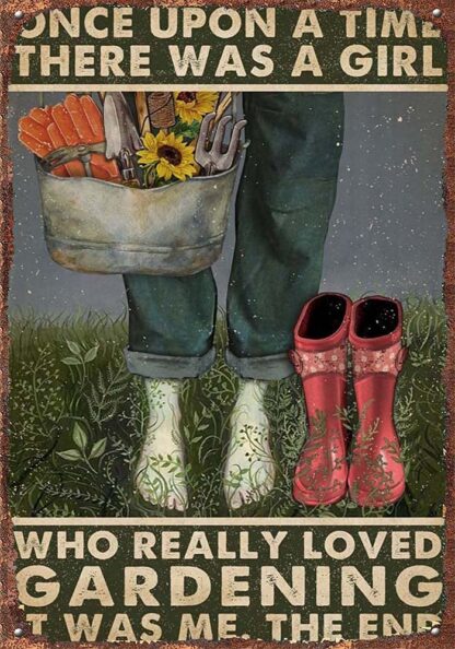 8x12inch Retro Tin Signs A Girl Who Really Loved Gardening Vertical Poster