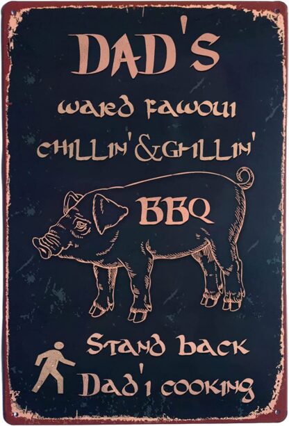 8x12 inch Metal Sign Dad'S BBQ Stand Back Dad'S Cooking Vintage