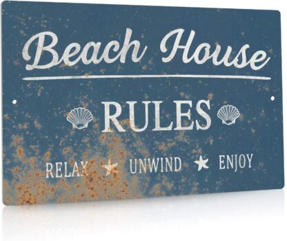 8x12 inch Beach Sign, Retro Plaque Metal Decor