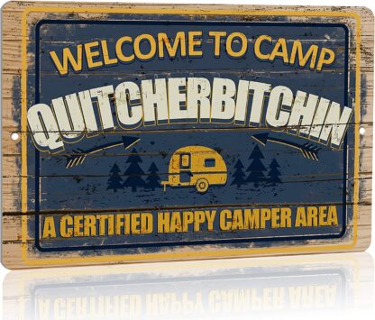 8x12 inch Camping Decor Aluminum Metal Sign, Retro Wall Poster Plaque Outdoor Sign