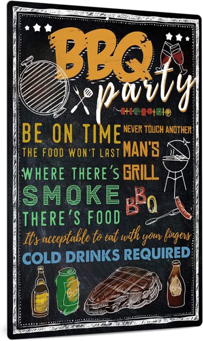 8x12 inch BBQ Party Metal Wall Decor, Funny Art Decoration