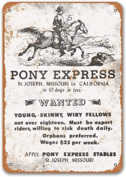 8x12 inch 1861 Pony Express Vintage Look Reproduction Signs