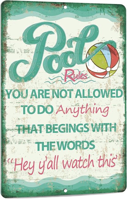 8x12 inch Pool Rules Sign, Indoor/Outdoor Swimming Pool Decorations