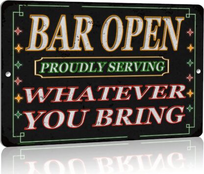 8x12 inch Bar Open Metal Tin Sign Vintage