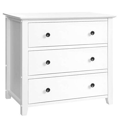 White 3-Drawer Dresser, Chest of Drawers, Bedside Table with Solid Wood Legs - Image 9