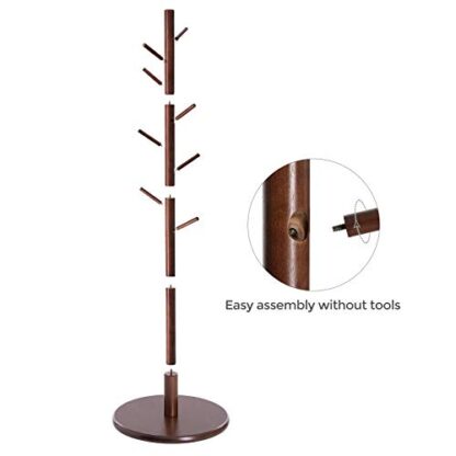 Dark Walnut Coat Rack, Solid Wood Coat Stand - Image 5