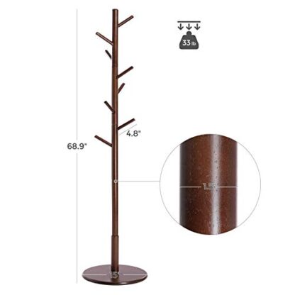 Dark Walnut Coat Rack, Solid Wood Coat Stand - Image 6