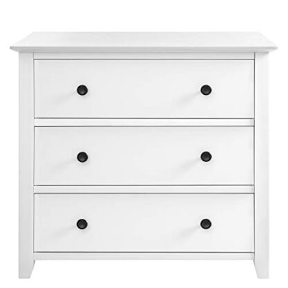 White 3-Drawer Dresser, Chest of Drawers, Bedside Table with Solid Wood Legs - Image 2