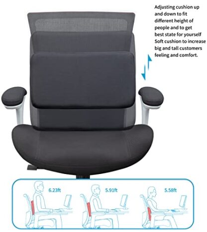 Grey Frame Black Fabric Big and Tall  Office Computer Desk Chair - Image 7