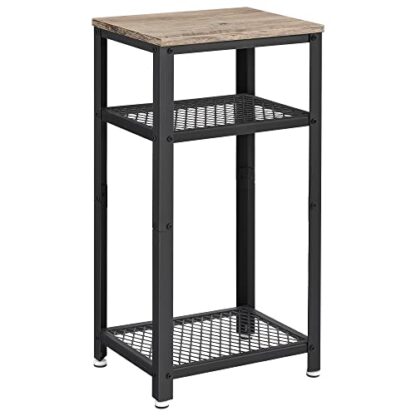 Greige + Black Bryce Side Table, End Telephone Table with 2 Mesh Shelves - Image 8