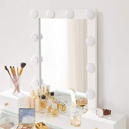 White Vanity Set, Makeup Vanity Table with Mirror 10 Dimmable Light Bulbs - Image 5