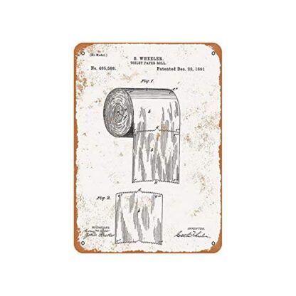 8x12 inch Vintage Tin Metal Sign Toilet Paper Roll Patent