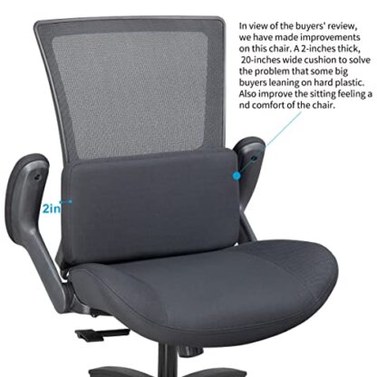 Black Frame Black Fabric Big and Tall Office Computer Desk Chair - Image 8