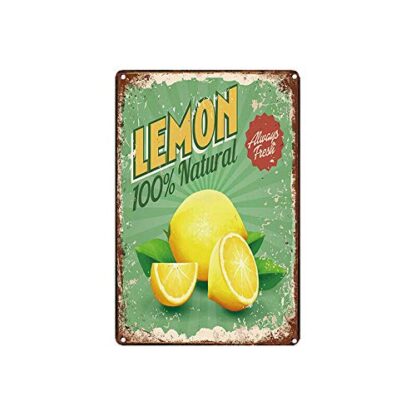 8x12 inch Metal Tin Sign Lemon 100% Natural Decor