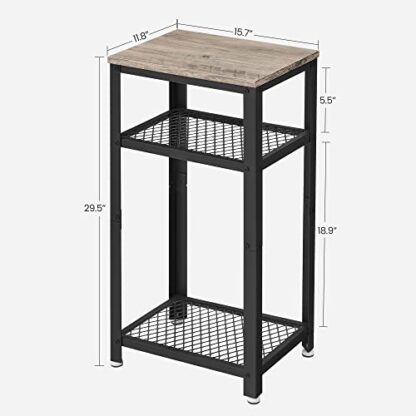 Greige + Black Bryce Side Table, End Telephone Table with 2 Mesh Shelves - Image 3