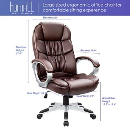 Brown Office Chair High Back Computer Chair Desk Chair - Image 4